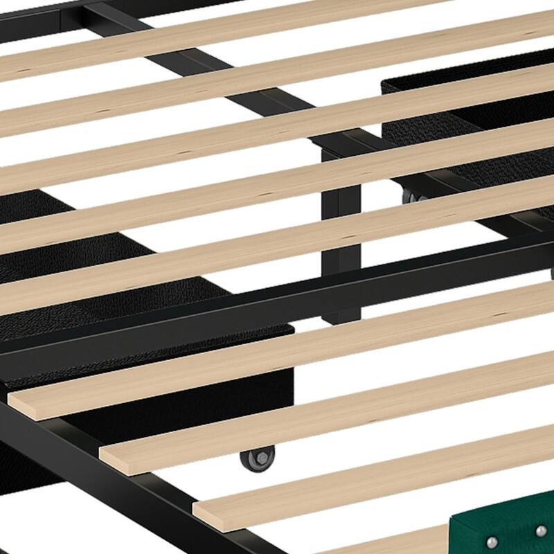Moasis Full/Queen/King Velvet Upholstered Platform Bed Bedframe with Charging Station and 4 Storage Drawers