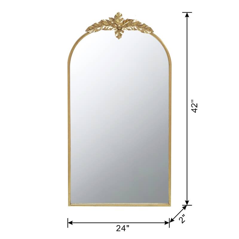 Arched Wall Mirror with Gold Metal Frame