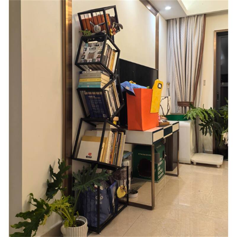 5 Tier Metal Creative Corner Shelf Special-shaped Display Shelf Wall Bookshelf