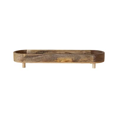 Mango Wood Footed Tray - 21.5"L x 5.8"W x 3.0"H - 21.5"L x 5.8"W x 3.0"H