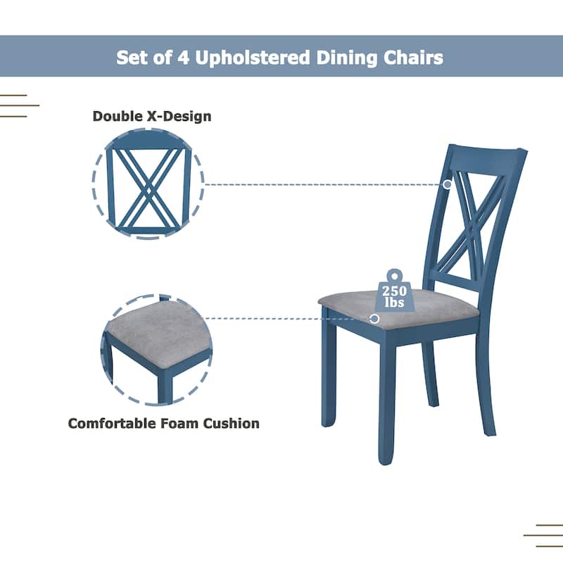 Dining Table Set Kitchen Rectangular Table and 4 Chairs for Kitchen