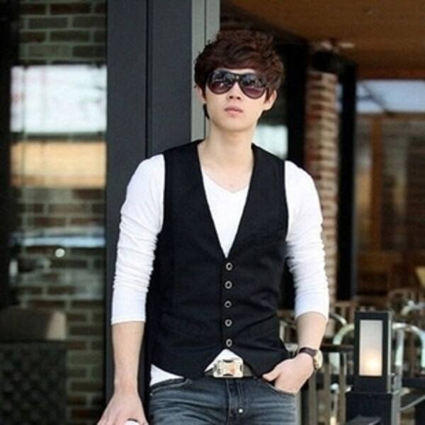 Shop Slim Suit Vest Black Casual British Style Little Vest K005