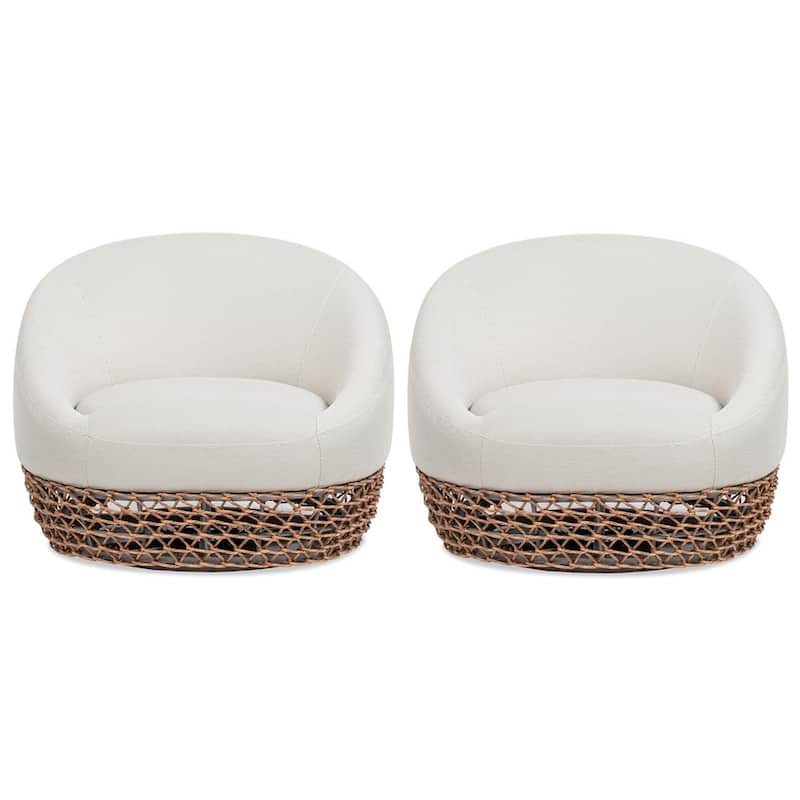 Willow 35.5" Woven Upholstered Deep Seating Outdoor Patio Armchair