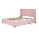 preview thumbnail 4 of 26, Queen Size Lozenge Pattern Storage Bed Velvet Upholstered Platform Bed with Wingback Headboard / Footside Drawer / 10 Slats