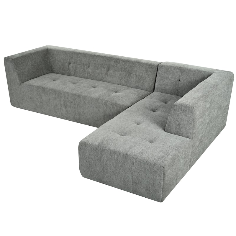 112"x74" Modular Sofa Set, Light Gray Chenille, Easy Assembly
