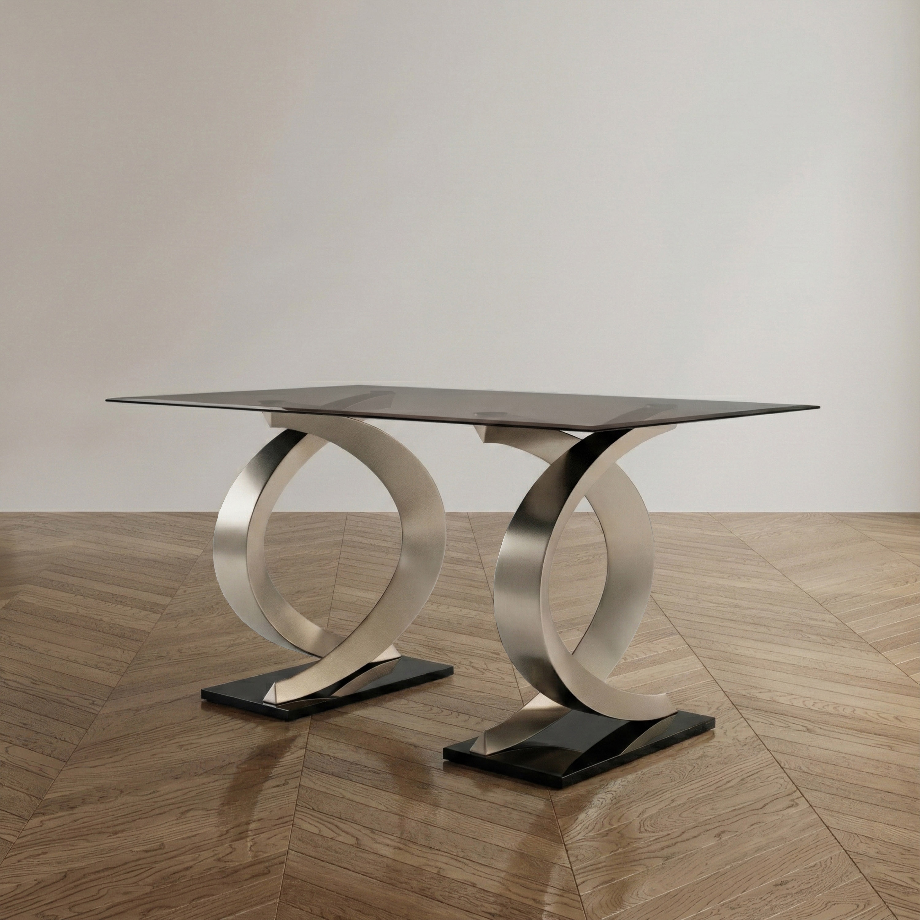 Furniture of America Tualatin Modern 58-inch Glass Top Dining Table