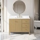 preview thumbnail 91 of 128, Vanity Art 42" Single Sink Bathroom Vanity Cabinet with Engineered Marble Countertop 42"/Golden Brushed Handle - Linear White