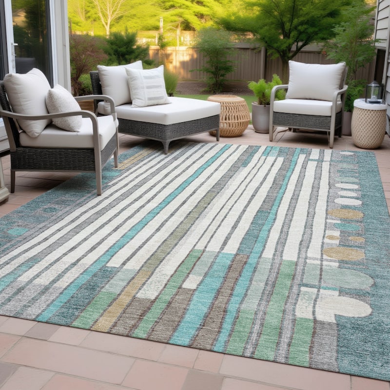 Machine Washable Indoor/Outdoor Casual Contemporary Chantille Rug