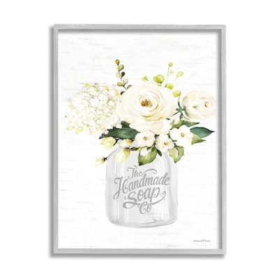Stupell Handmade Soap Co. Farmhouse White Florals Country Bouquet Framed Wall Art - Pink