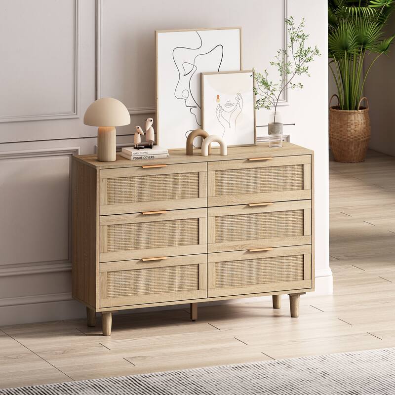 6-Drawers Rattan Storage Cabinet Rattan Drawer