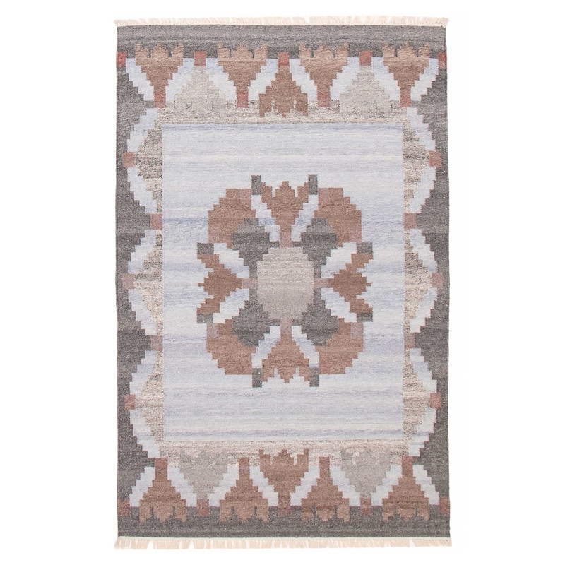Ankara Denim Blue Kilim 5'3" x 8'1" - 5'3 x 8'1 - Light Denim Blue - 5'3 x 8'1