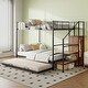 preview thumbnail 3 of 30, Versatile Design Twin over Full Metal Bunk Bed with Trundle and Lateral Storage Practical Step Ladder and Built-in Wardrobe