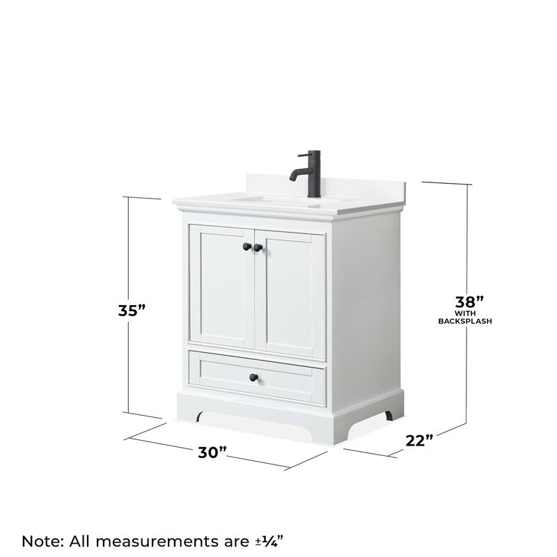 Wyndham Collection WCS202030S-QTZ-UNSMED Deborah 30" Free Standing