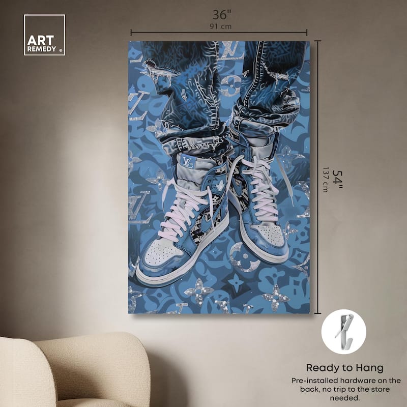 Blue Dreams Sneakers Canvas by Art Remedy, Gallery Wrapped