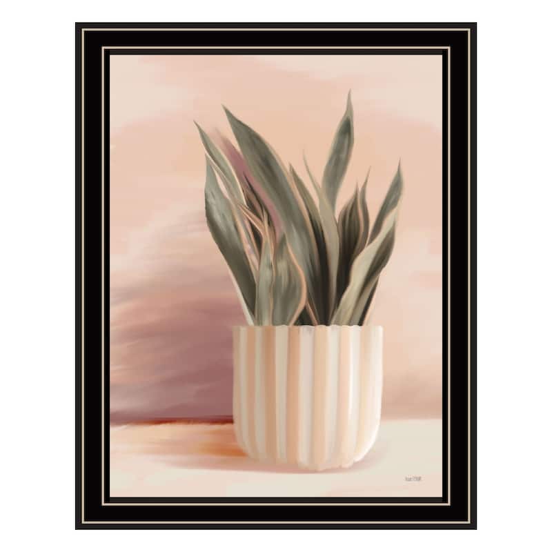 TrendyDecor4U Contemporary "Striped Bohemian Plant" Framed Print Wall Art - Multi