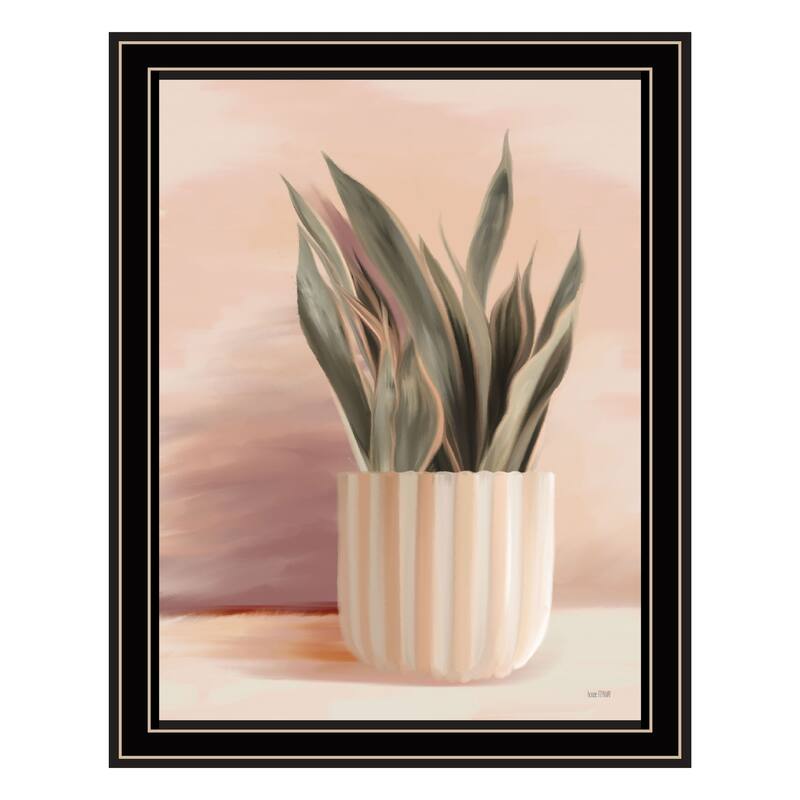 TrendyDecor4U Contemporary "Striped Bohemian Plant" Framed Print Wall Art - Multi