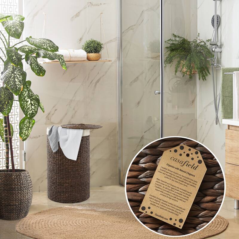 Round Laundry Hamper Basket with Lid and Liner for Clothes