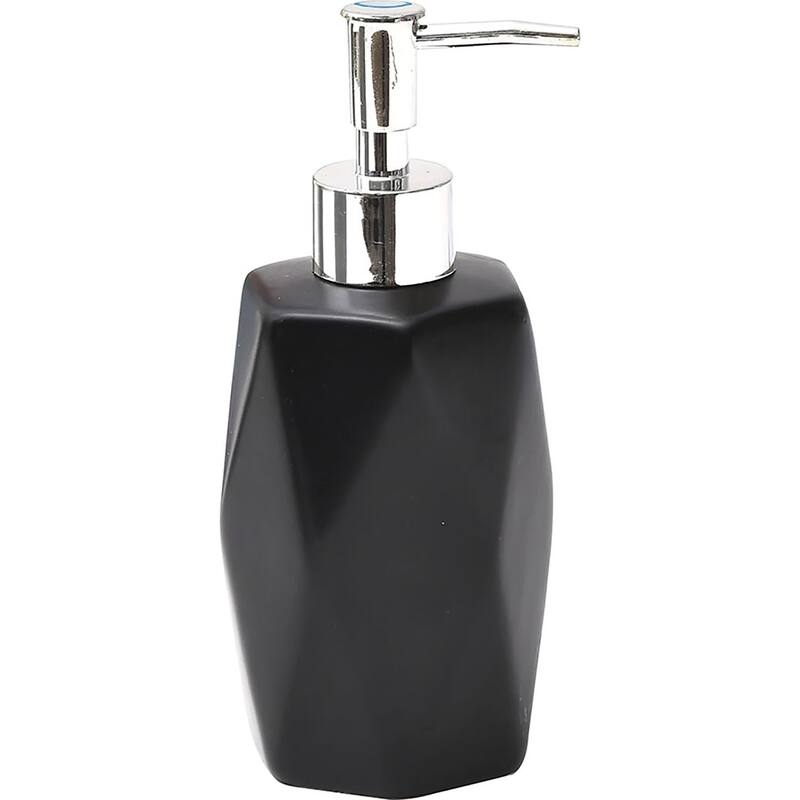 Diamond Bath Set Accessories White or Black - Lotion Soap Dispenser Only - Black
