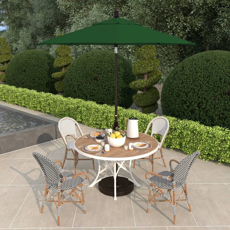California Umbrella 7.5' Sun Master Patio Umbrella Bronze Aluminum Pole Fiberglass Ribs Crank Lift Tilt Sunbrella Cilantro - Forest Green