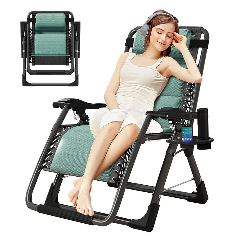 DoCred Zero Gravity Chair Lawn Lounger Chair with Pillow 2pcs