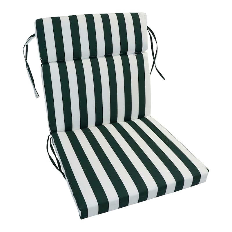 20-inch by 42-inch Three-section Outdoor Seat/Back Chair Cushion - Hunter Stripe
