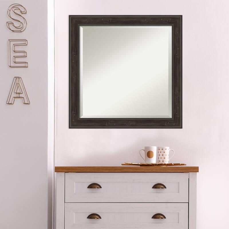 Beveled Wall Mirror - Shipwreck Black Narrow Frame