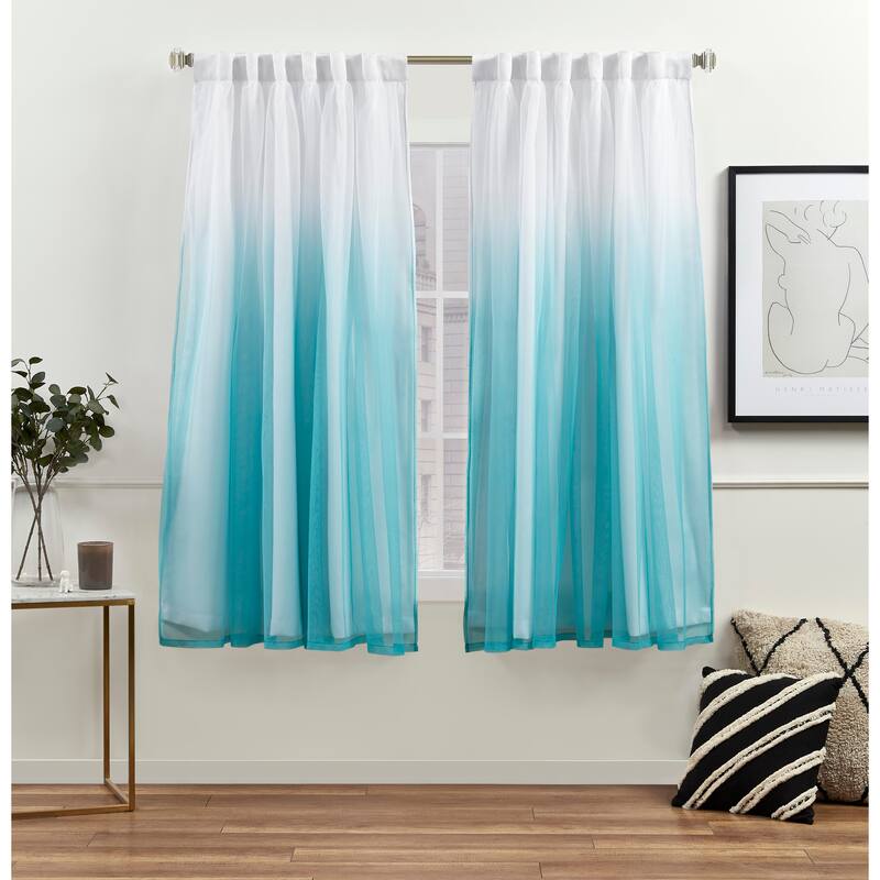 ATI Home Crescendo Lined Blackout Hidden Tab Curtain Panel Pair - 52x63 - Aqua
