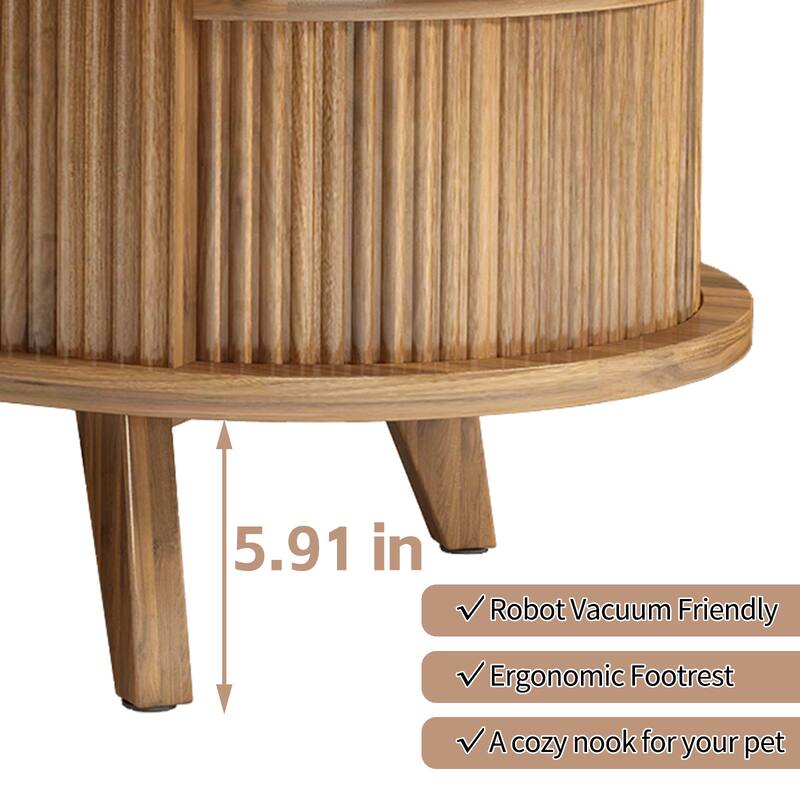 Fluted Lift Top Coffee Table with Hidden Compartment, Wooden Center Table, Modern Oval Lift Tabletop for Home Living Room