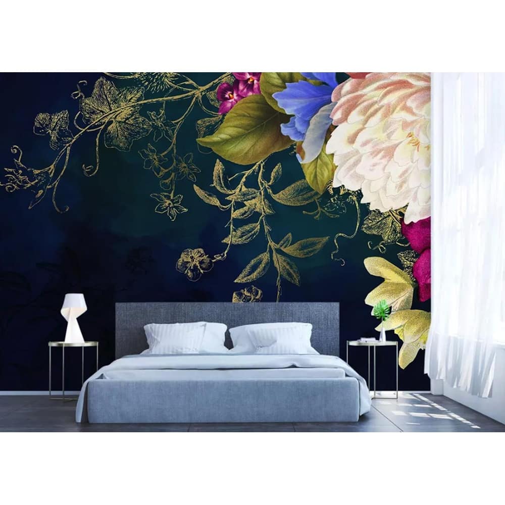 GK Wall Design Bohemian Yellow and Pink Flower Mediterranean Removable Wallpaper