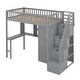 preview thumbnail 15 of 25, Whimsical Twin Loft Bed with Bookshelf, Drawers, Desk, and Wardrobe, Sturdy Construction, Fence-Shaped Design