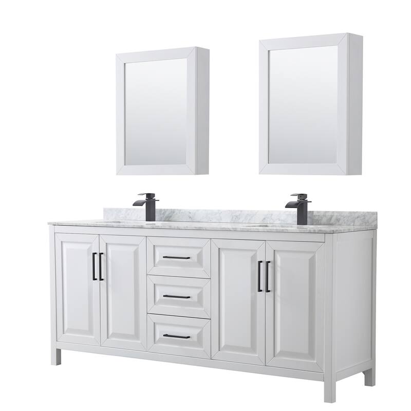 Daria 80-inch Double Vanity, Marble Top, Medicine Cabinets