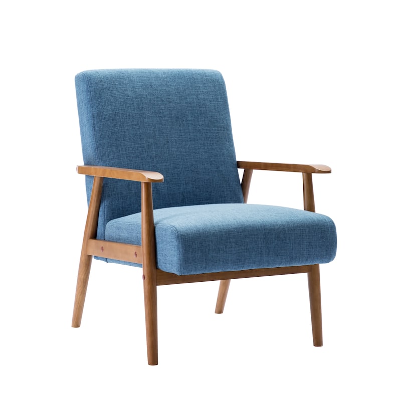 Porthos Home Gelso Fabric Accent Chair with Rubberwood Legs - Blue