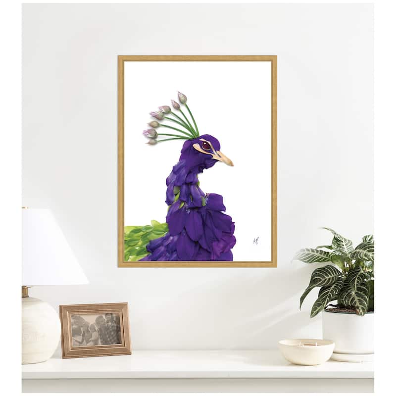 Kate and Laurel Peacock by Madeline Jeppesen Framed Canvas Wall Art Print