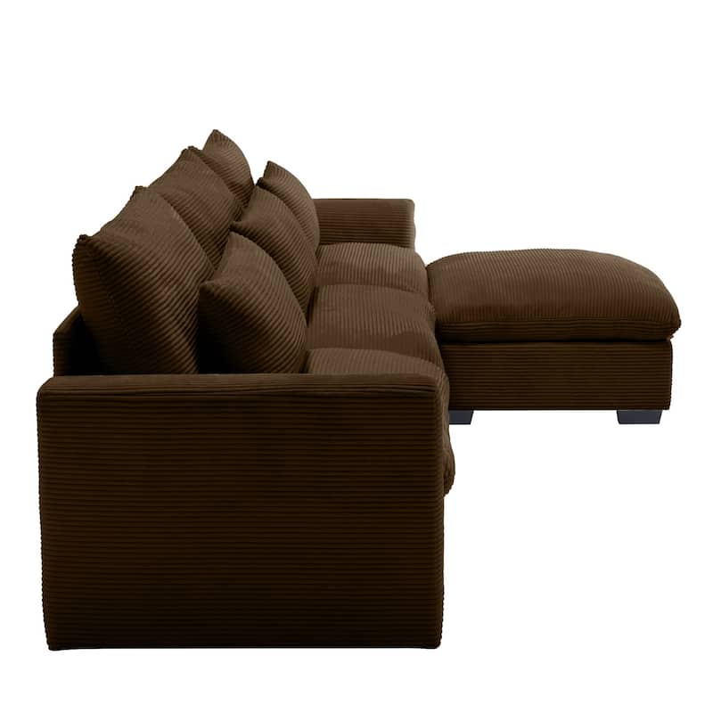 122" Modular Corduroy Sectional Sofa with Storage Ottoman for Living Room