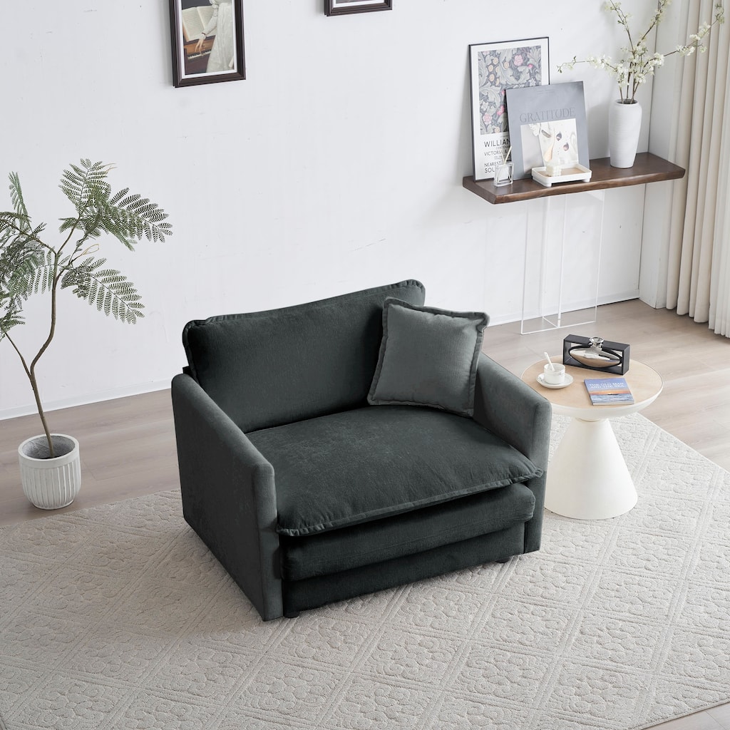 41" Chenille Upholstered Armchair, Modern Single Sofa Chair with Pillow, Reading Chair for Living Room, Bedroom, Office