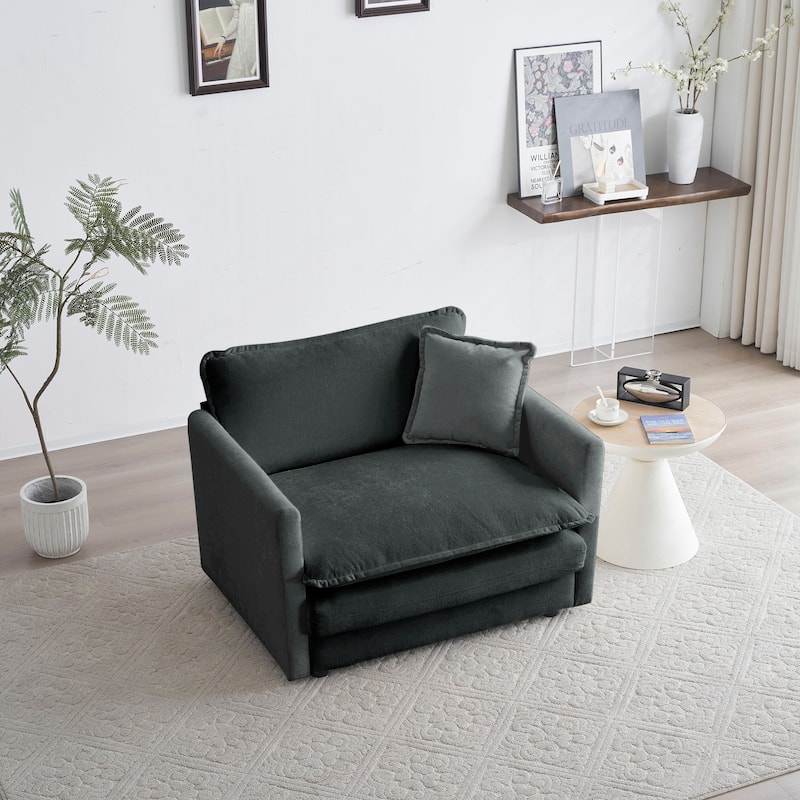 Cloud Chenille Upholstered Modular Sectional Sofa with DIY Combination Design - Gray Accent Chair