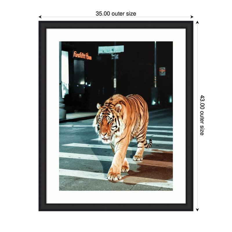 Kate and Laurel Framed Art Tiger in the City at Night 2 by Michael Schauer
