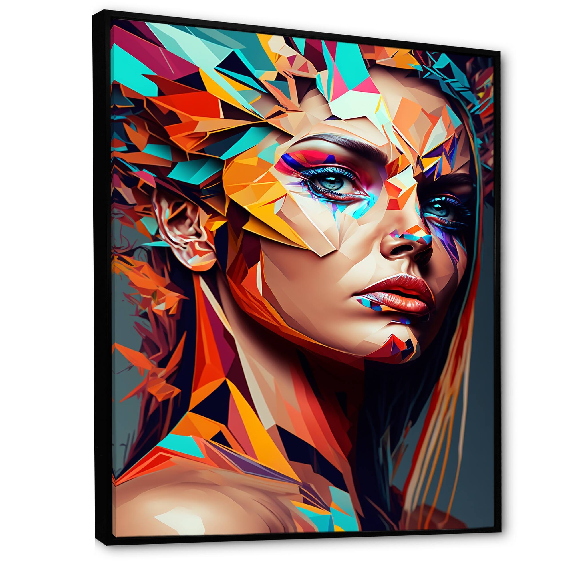 Designart "Cubic Woman Portrait III" Contemporary Glam Framed Canvas Art Print Bed Bath