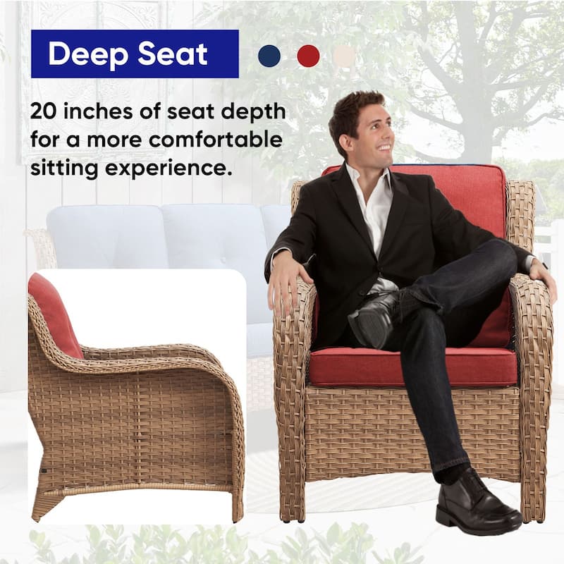 Gymojoy 3-Piece Outdoor Wicker Patio Furniture Chair Set, Rattan Coversation Set with Water Resistant Thick Cushions