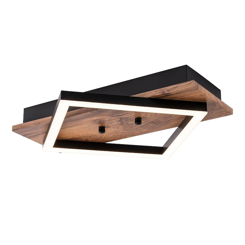 Farmhouse Integrated LED Rectangle Wood Flush Mount Hallway Entryway Light