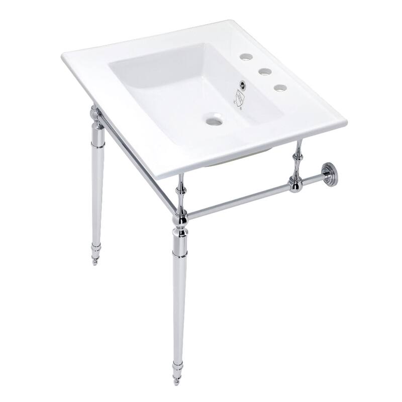 Kingston Brass Edwardian 25" Wide Console Sink Set - White / Polished Chrome