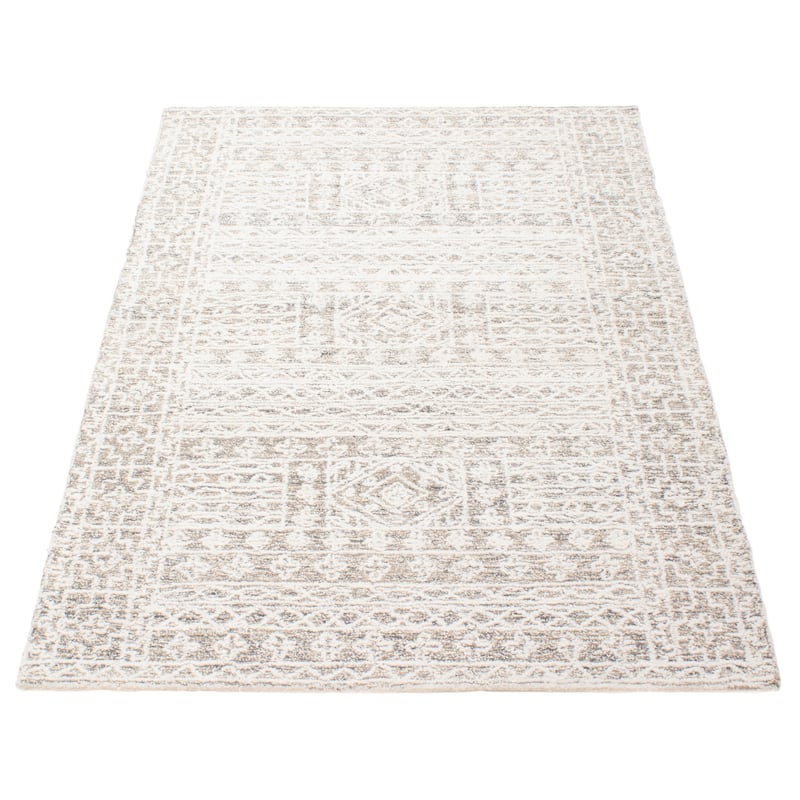ECARPETGALLERY Hand Tufted Timeless Cream Wool Rug - 5'1 x 8'0