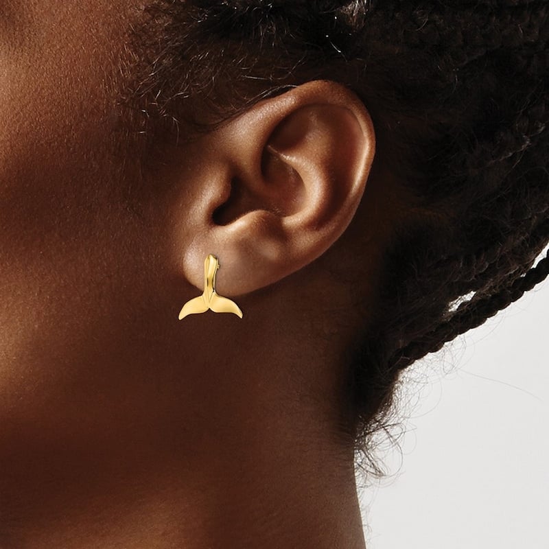 Curata 14k Yellow Gold Whale Tail Post Earrings 2 d - 12.85x15.8mm