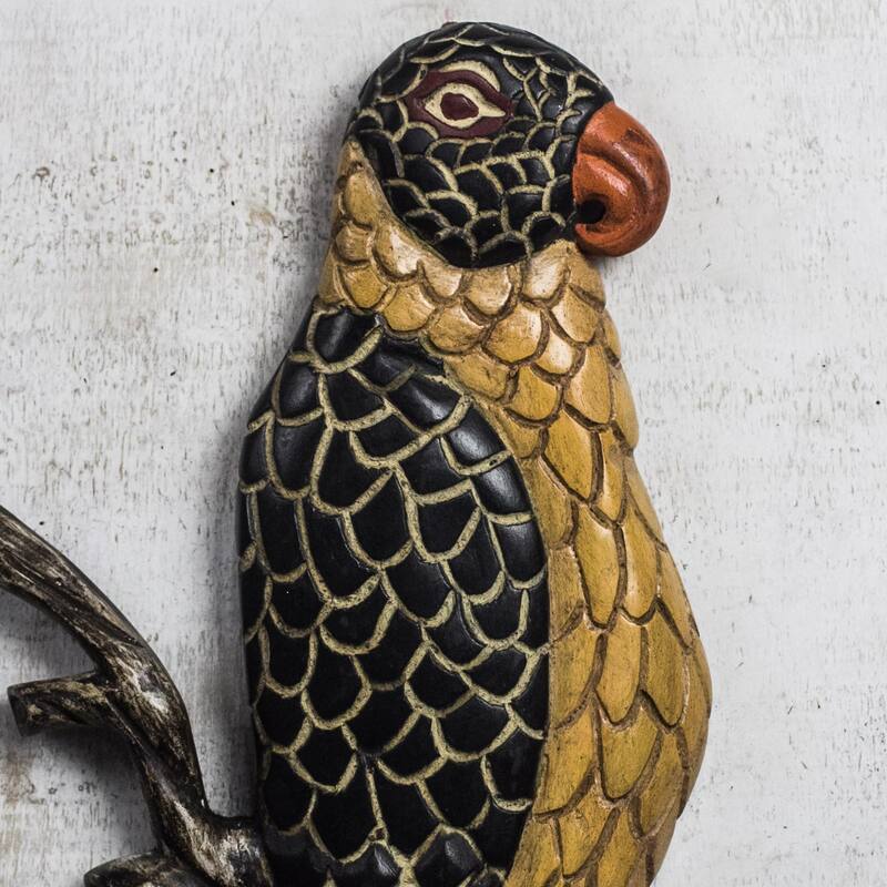 Novica Handmade Vibrant Plumage Wood Wall Sculpture