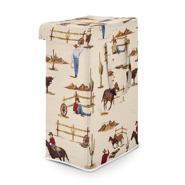 slide 2 of 6, Sweet Jojo Designs Tan Brown Western Cowboy Boy Foldable Laundry Hamper with Handles Wild West Southern Country Horse Cow Animal
