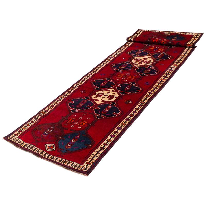 ECARPETGALLERY Hand-knotted Melis Vintage Red Wool Rug - 4'2 x 14'6