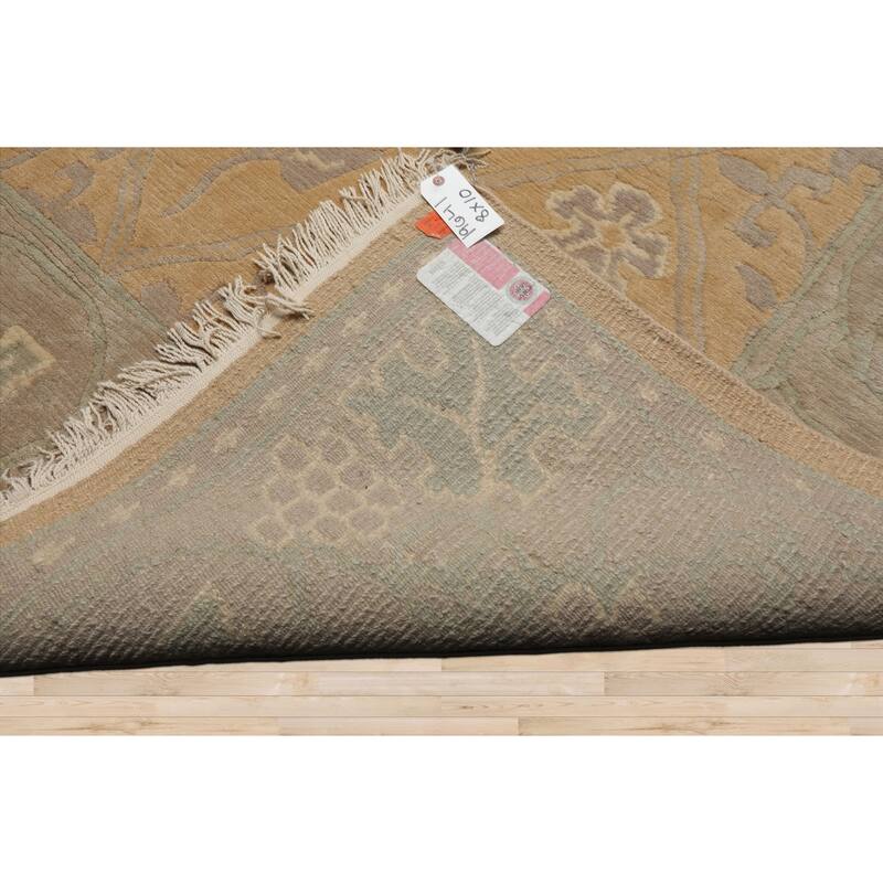 8x10 Hand Knotted Wool Tan Tibetan aesthetic Plush Pile Tufenkian Rug - 8' x 10'