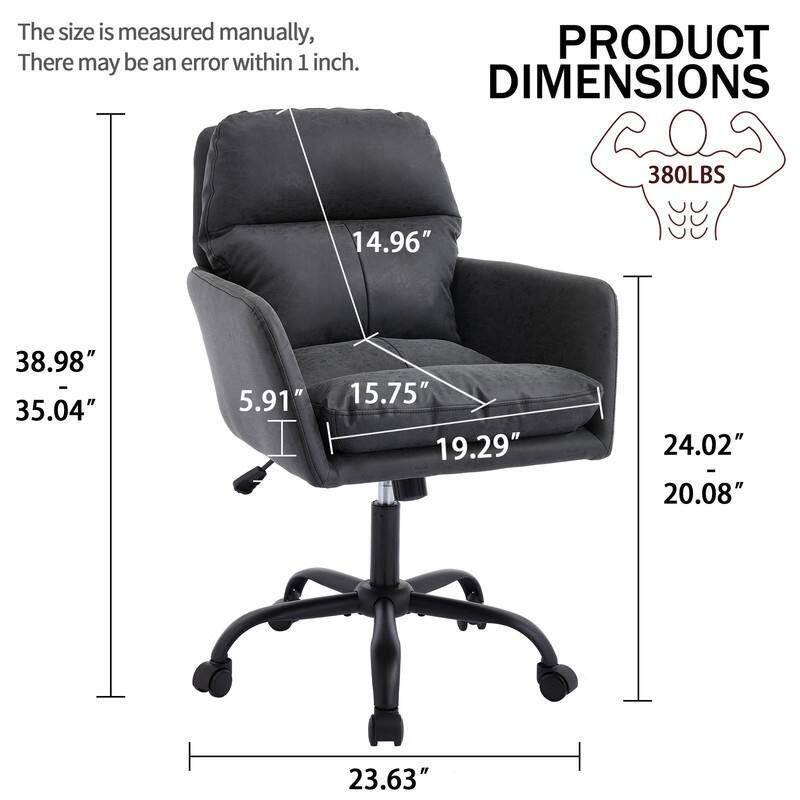 Modern Adjustable Height Office Chair - PU Leather Ergonomic Executive Chair for Home & Office