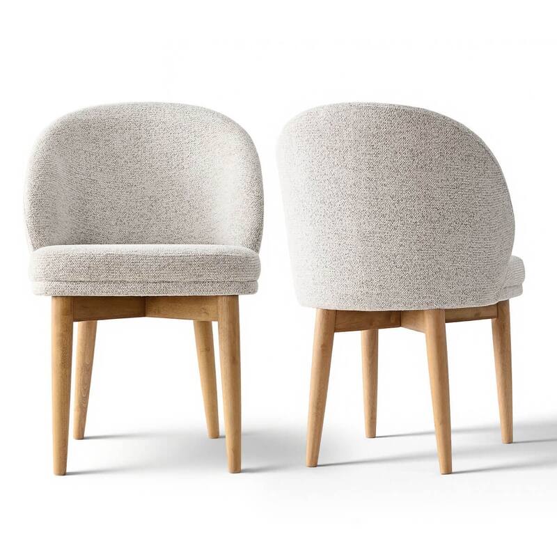 Upholstered Barrel Dining Chair With Solid Wood Legs (Set of 2)
