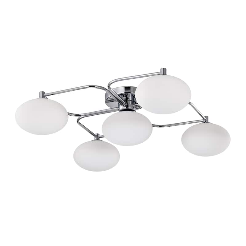 Camris 5-Light Chrome Chandelier Frosted Glass Shades